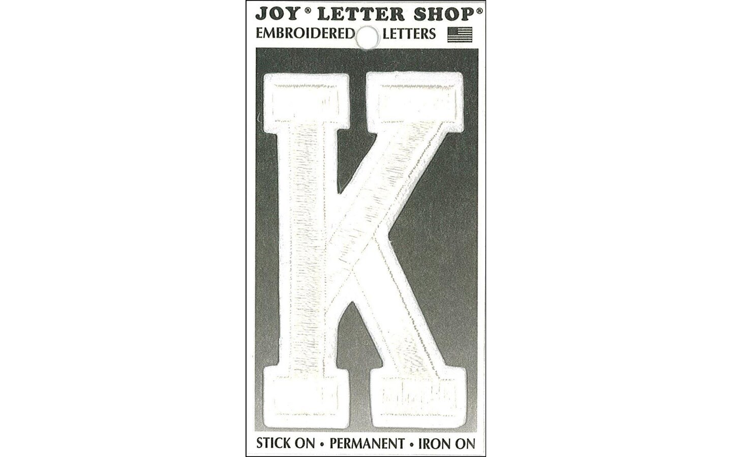 Joy Applique Letter Iron On Varsity 3&#x22; White K