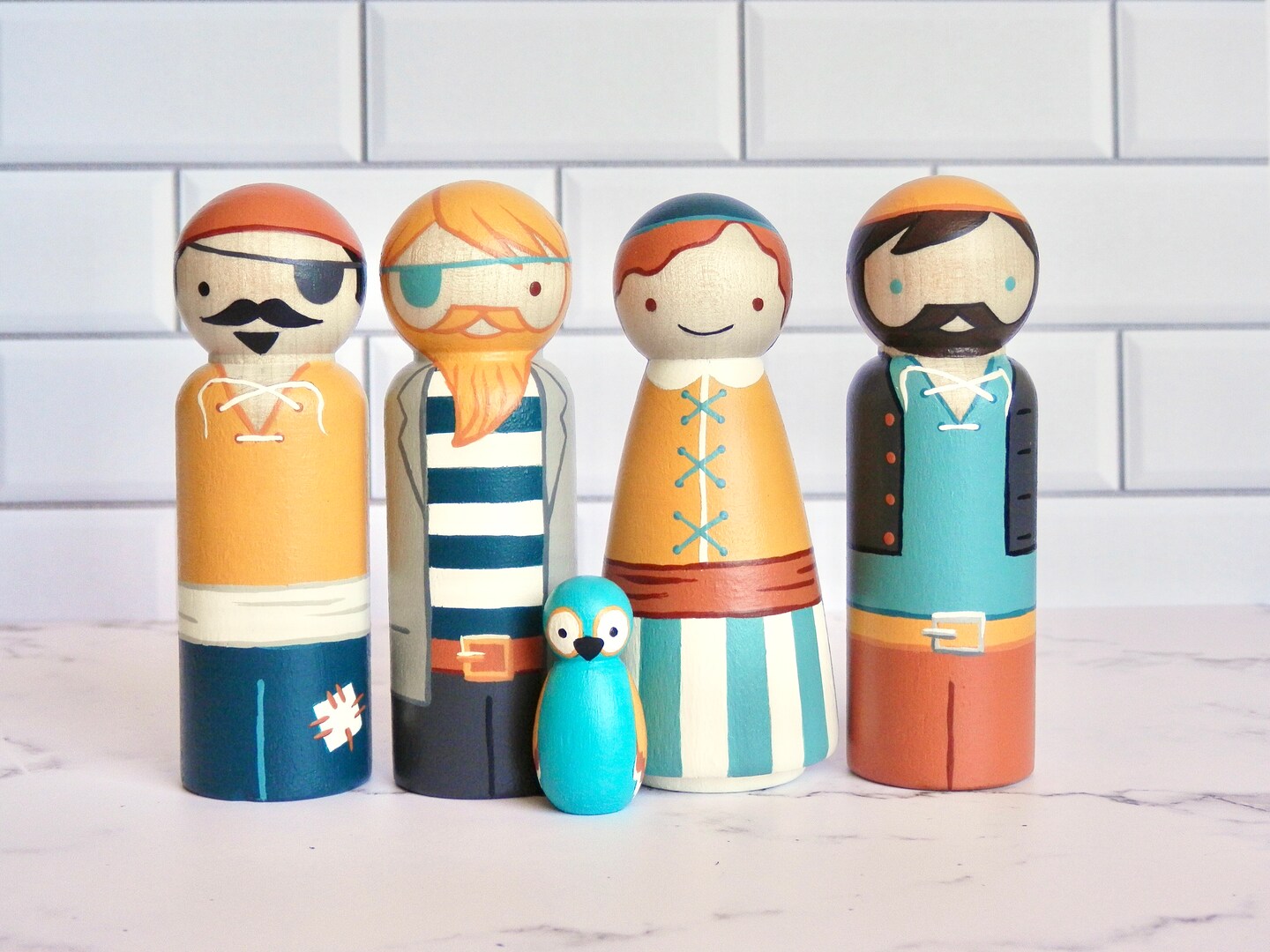 Pirate Peg Doll Set Hand painted Nautical Toys MakerPlace by Michaels