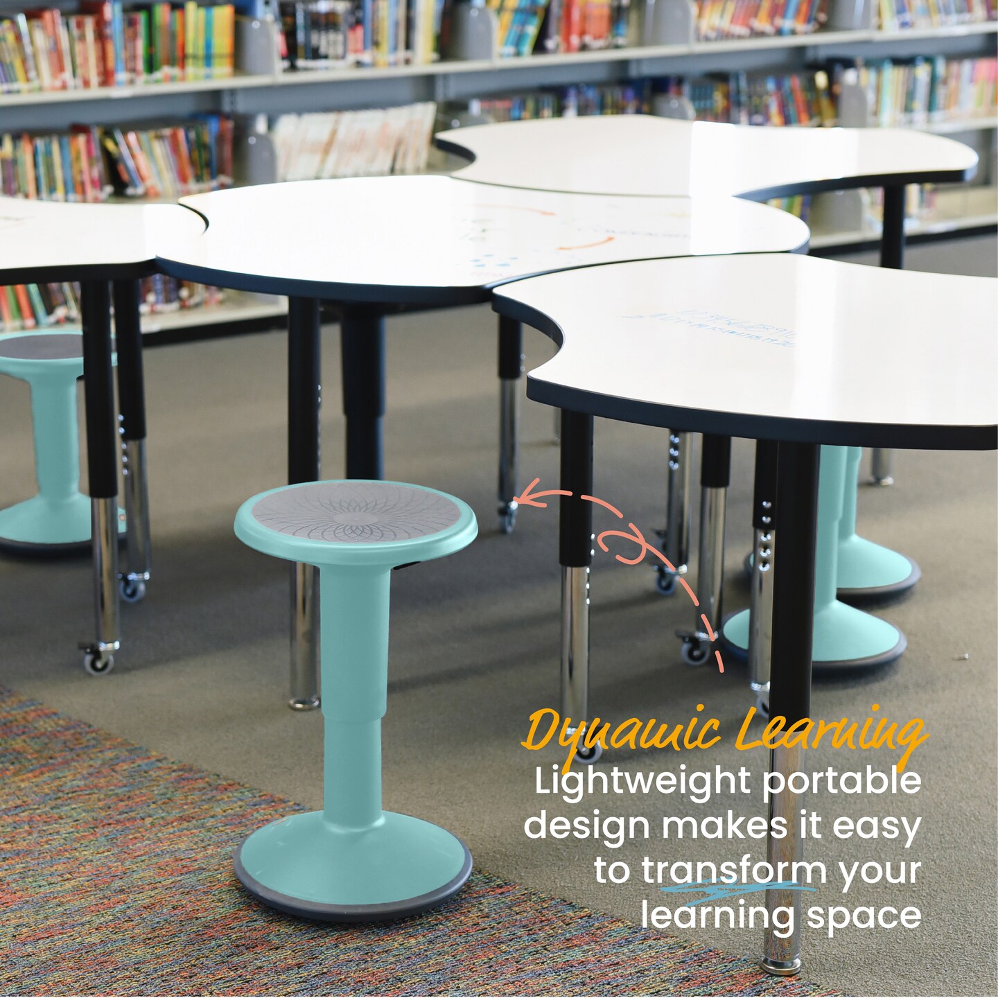 SitWell Adjustable Height Wobble Stool, Active Flexible Seating Chair