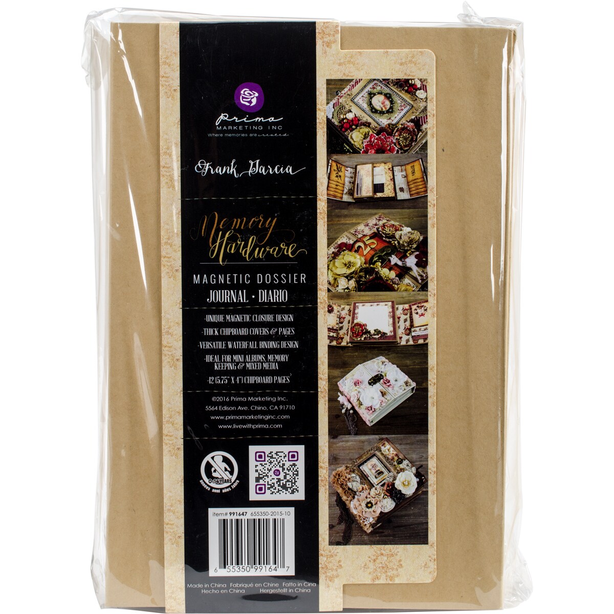 Prima Memory Hardware Chipboard Album 6&#x22;X9&#x22;-Kraft Magnetic Dossier W/12 Pages