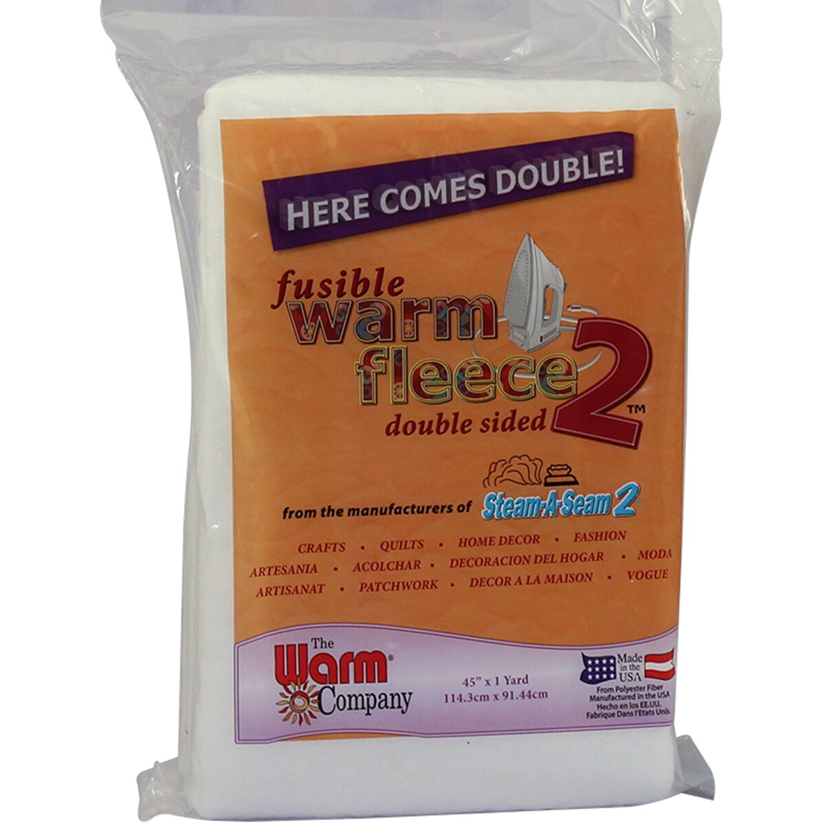 Warm Company Fleece Polyester Double Sided Fusible Batting-36"X45"