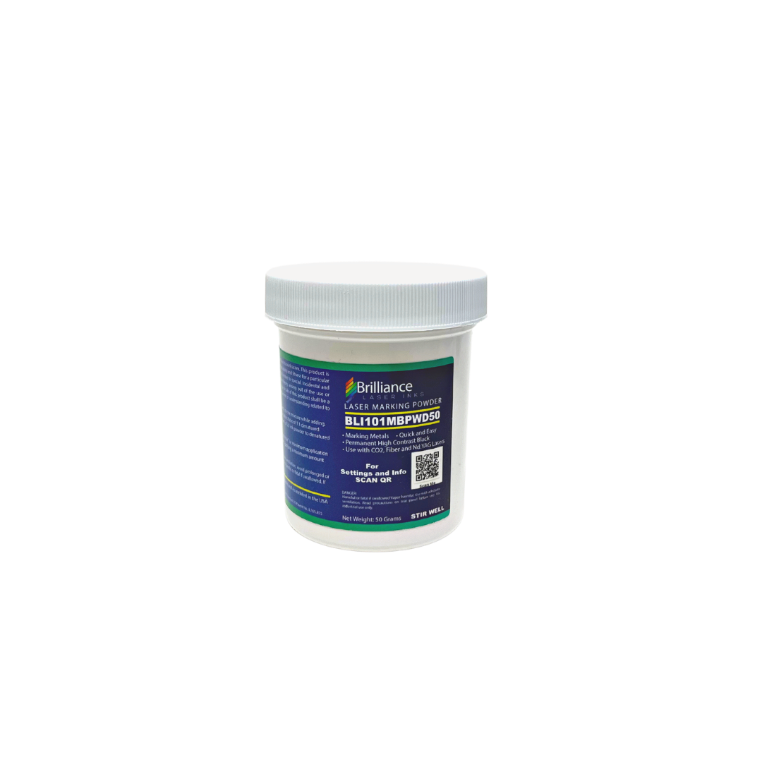 LASER MARKING POWDER-Metals Marking - CO2 Laser - Fiber Laser - YAG, 100% Guarantee, Durable, Permanent, High Contrast, Brilliance Laser Inks - BLI101MBPWD - 50 Grams(FOAM BRUSH INCLUDED)