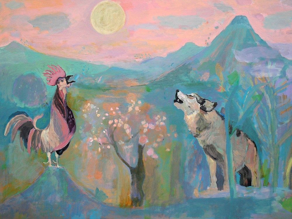 The Wolf and the Rooster Sing by Moonlight Poster Print by Iria Fernandez Alvarez - Item # VARPDXA538D