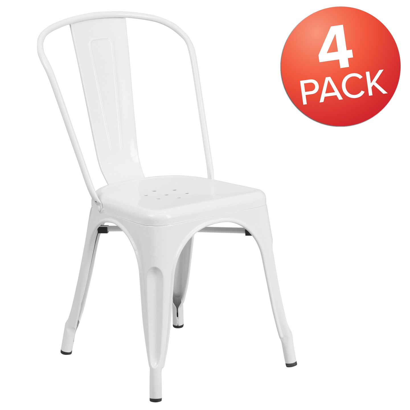 Emma and Oliver Commercial Grade 4 Pack Metal Indoor-Outdoor Stackable Chair