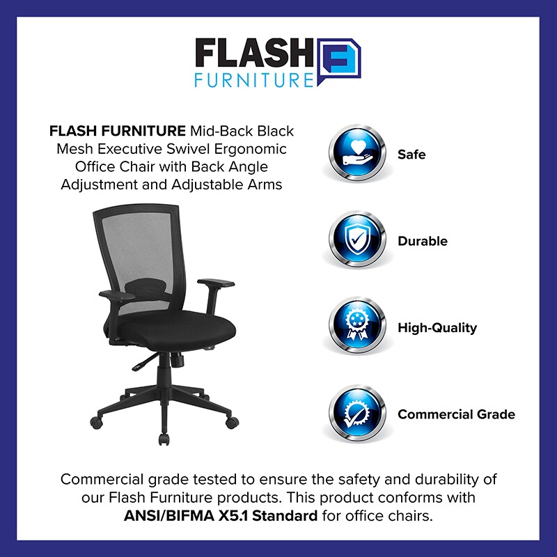 Flash Furniture Black Mid-Back Mesh Chair