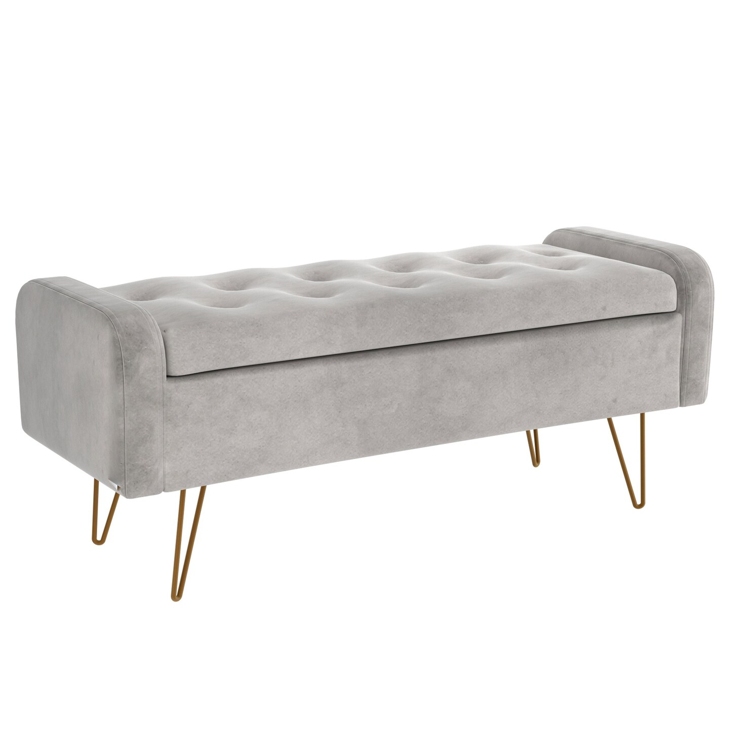 Contemporary Home Living Ottoman Bench with Storage - 39.5&#x22; - Gray and Gold