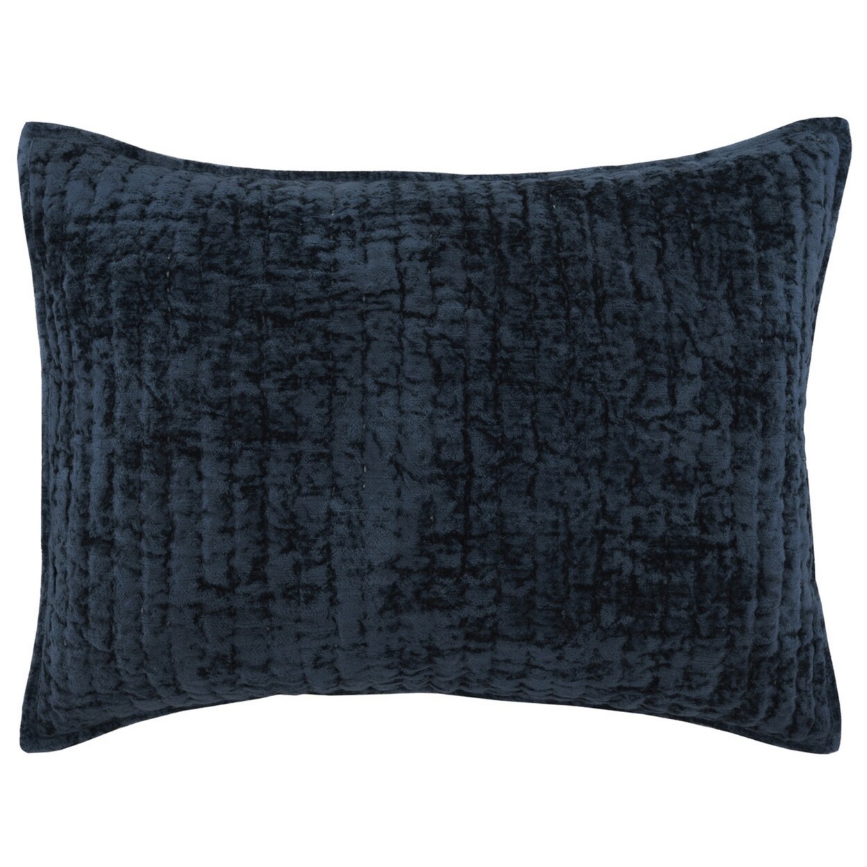 Saltoro Sherpi Lipa 20 x 26 Hand Stitched Standard Pillow Sham, Rayon Velvet, Quilted Blue-