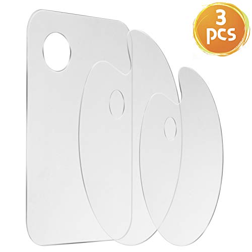 3 Pcs Acrylic Paint Palette Clear Art Palette for Adults & Kids, Transparent Non-Stick Oil Paint Palette with Protective Kraft for DIY Craft Art Painting Plate