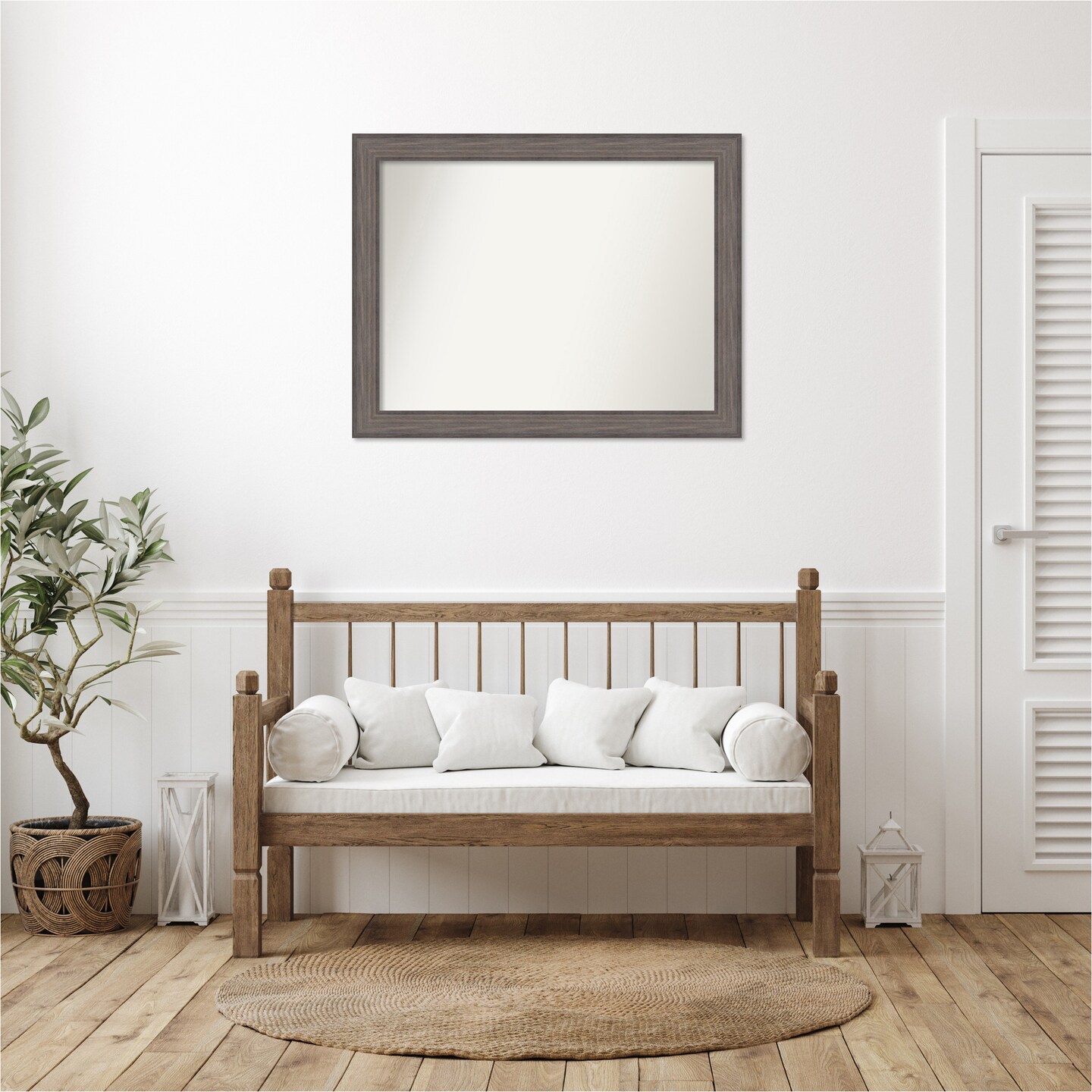 Country Barnwood Non-Beveled Custom Framed Bathroom Vanity Wall Mirror