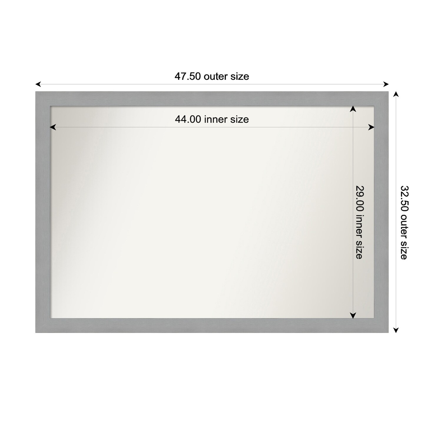 Brushed Nickel Non-Beveled Custom Framed Bathroom Vanity Wall Mirror