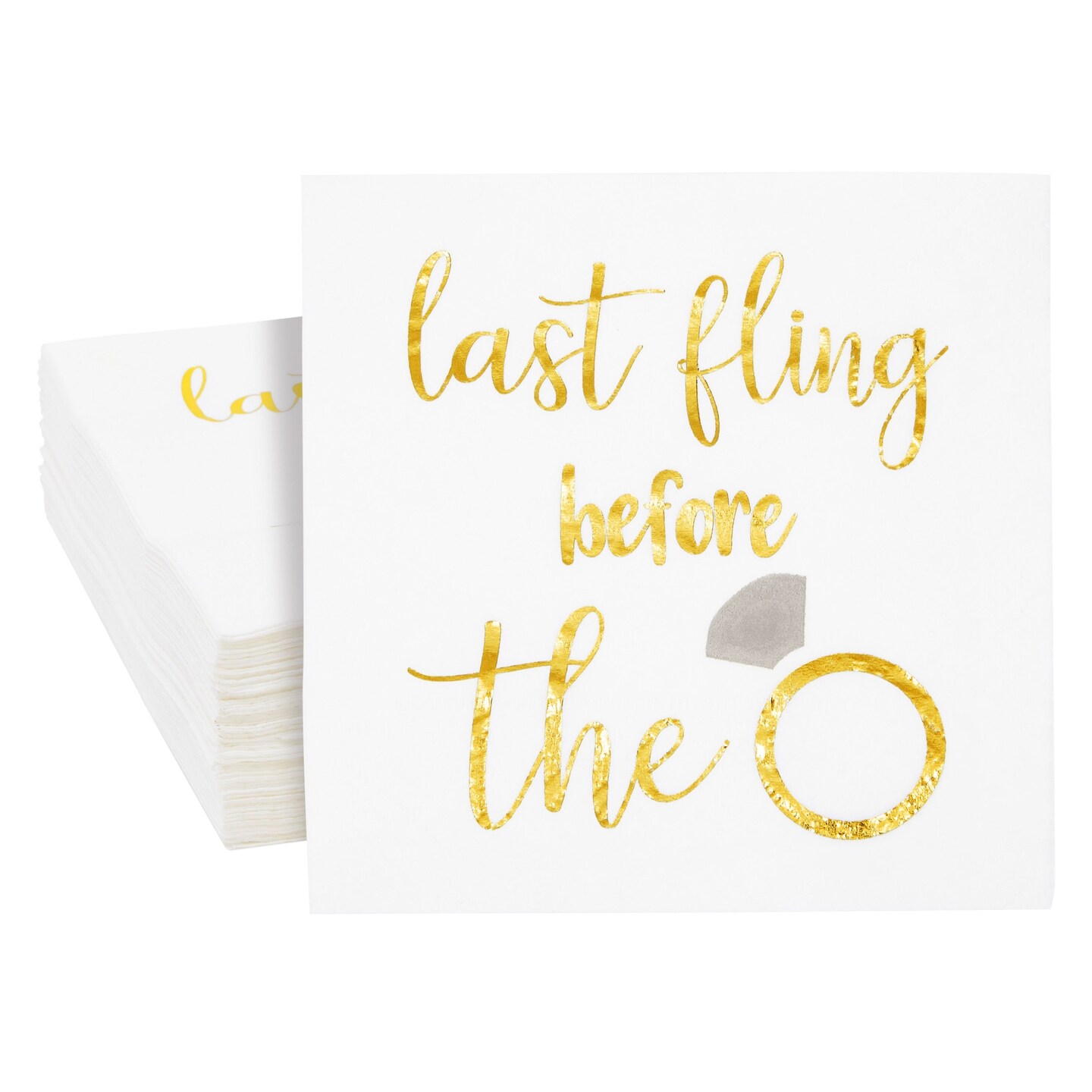 50 Pack Bachelorette Party Napkins, Last Fling Before the Ring Decorations (5 x 5 In)