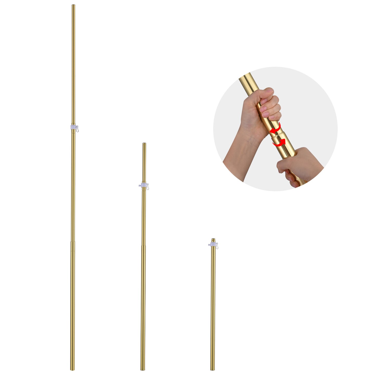 Silver and Golden Telescoping Al Flag Pole With US Flag, Ball and Eagle