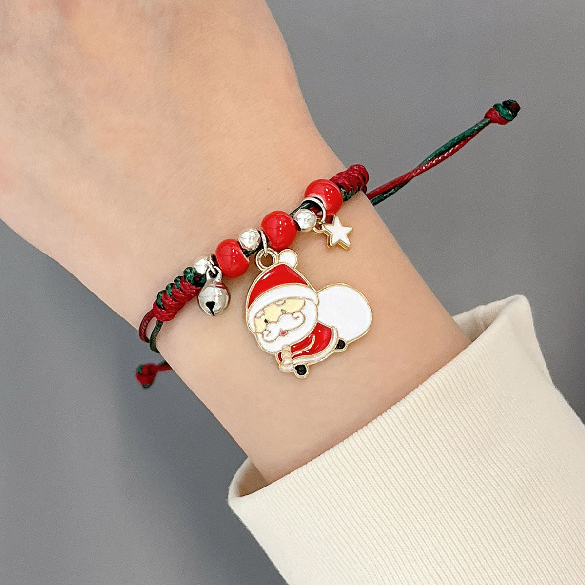 Wrapables Friendship Beaded Enamel Charm Bracelet, Santa