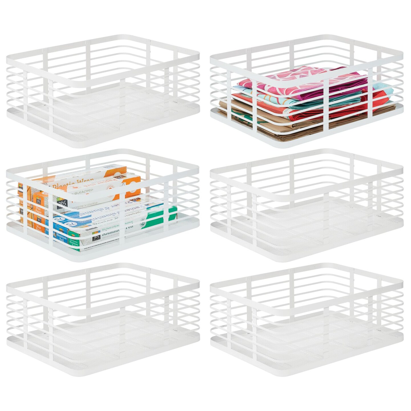 mDesign Metal Wire Food Organizer Storage Bins Basket - 6 Pack