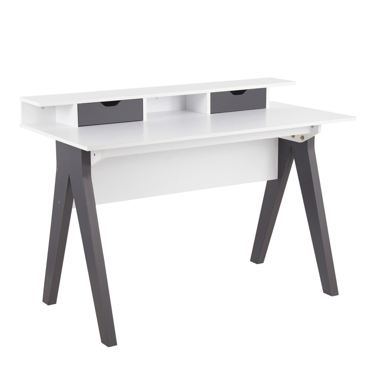 Lumisource Wishbone Indoor Contemporary Office Desk In Grey And White Wood