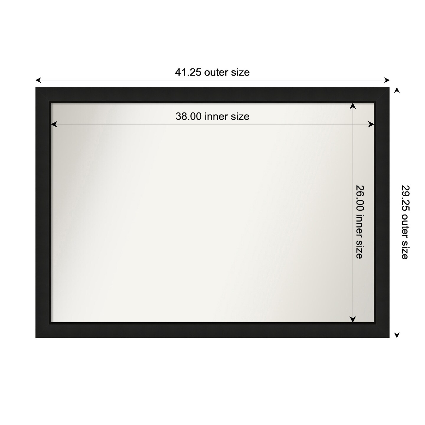 Midnight Black Narrow Non-Beveled Custom Framed Bathroom Vanity Wall Mirror