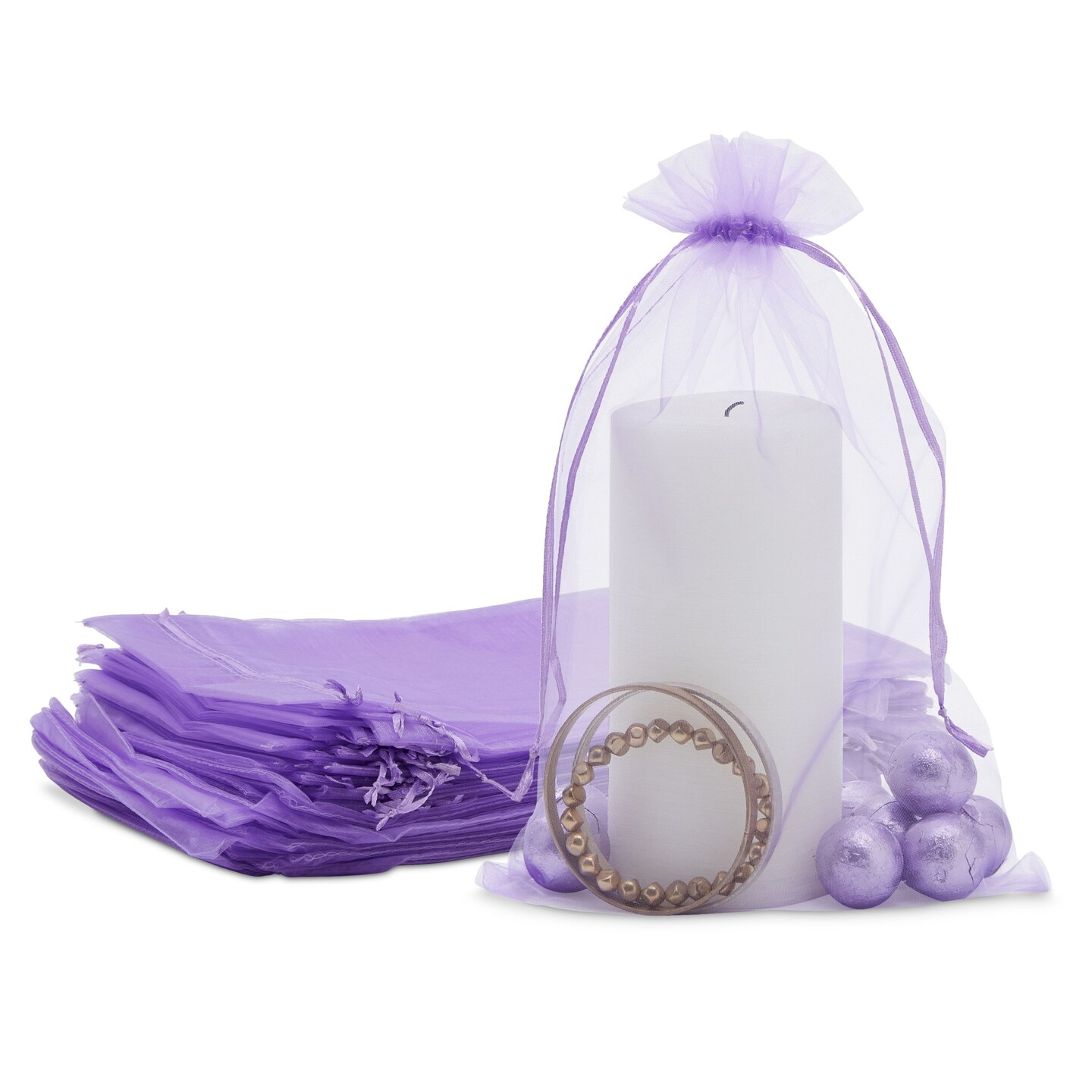 Purple Organza Bags with Drawstring 8x12 Pouch for Gifts Party