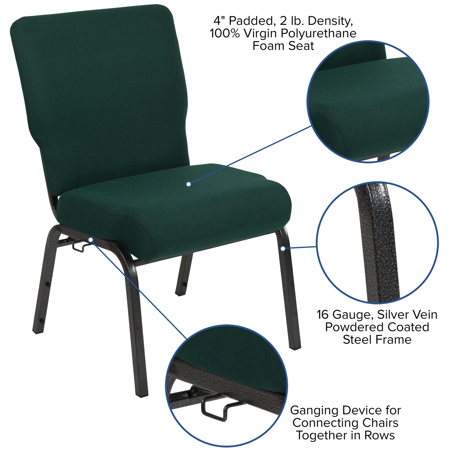 Emma and Oliver 20.5 in. Molded Foam Church Chair
