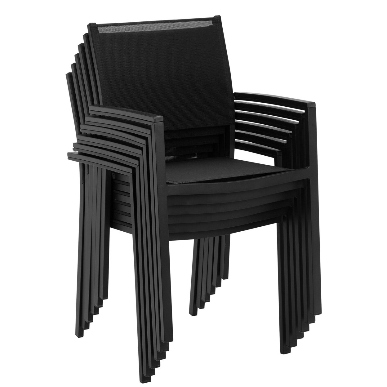 Saltoro Sherpi Fifi 21 Inch Set of 6 Dining Chairs, Black Aluminum ...