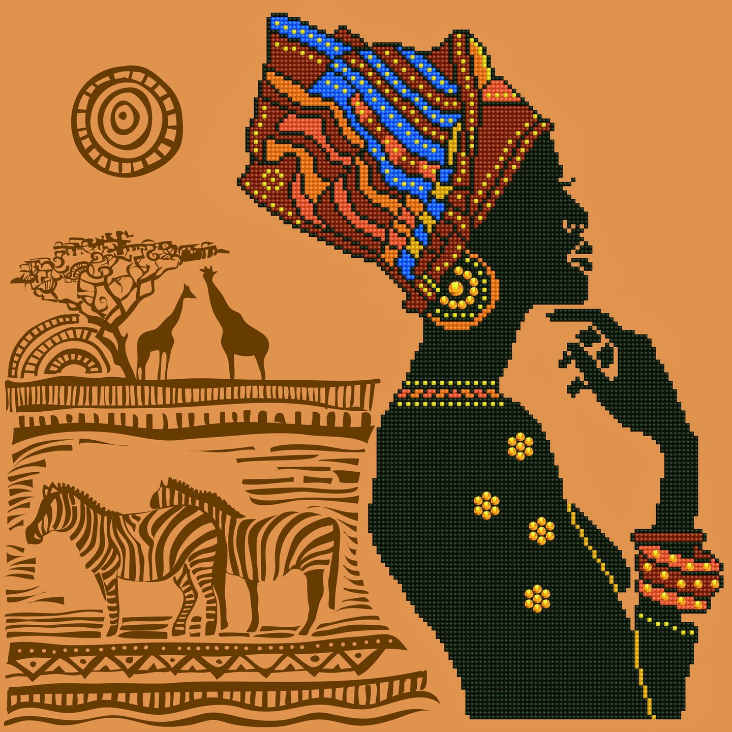 African Diamond Dotz Kits For Adults - Diamond Paintings Art