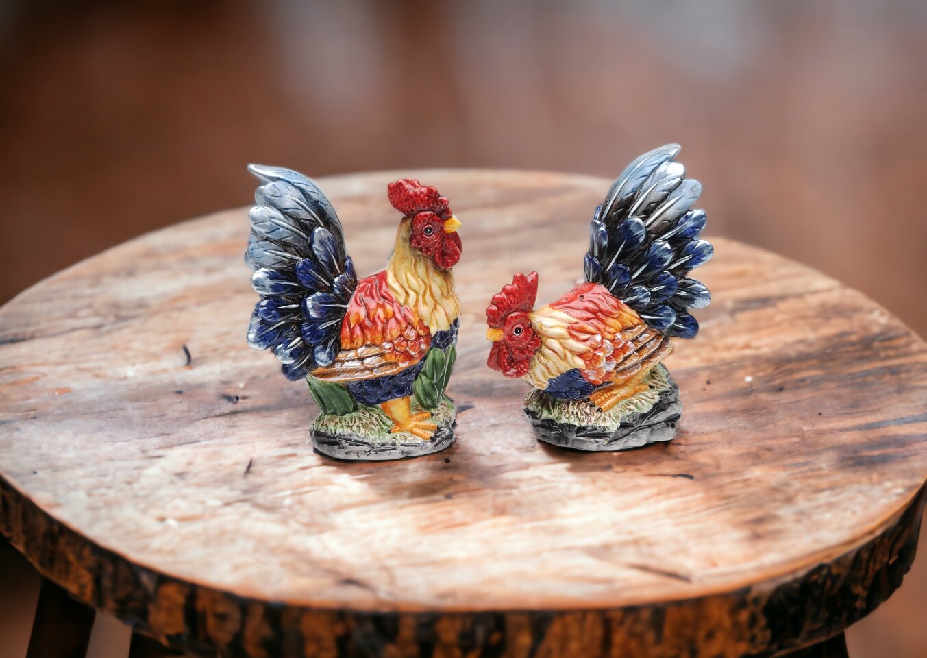 Hand Painted Ceramic Roosters Salt &#x26; Pepper Shakers, Home D&#xE9;cor, Gift for Her, Gift for Mom, Kitchen D&#xE9;cor, Farmhouse Decor