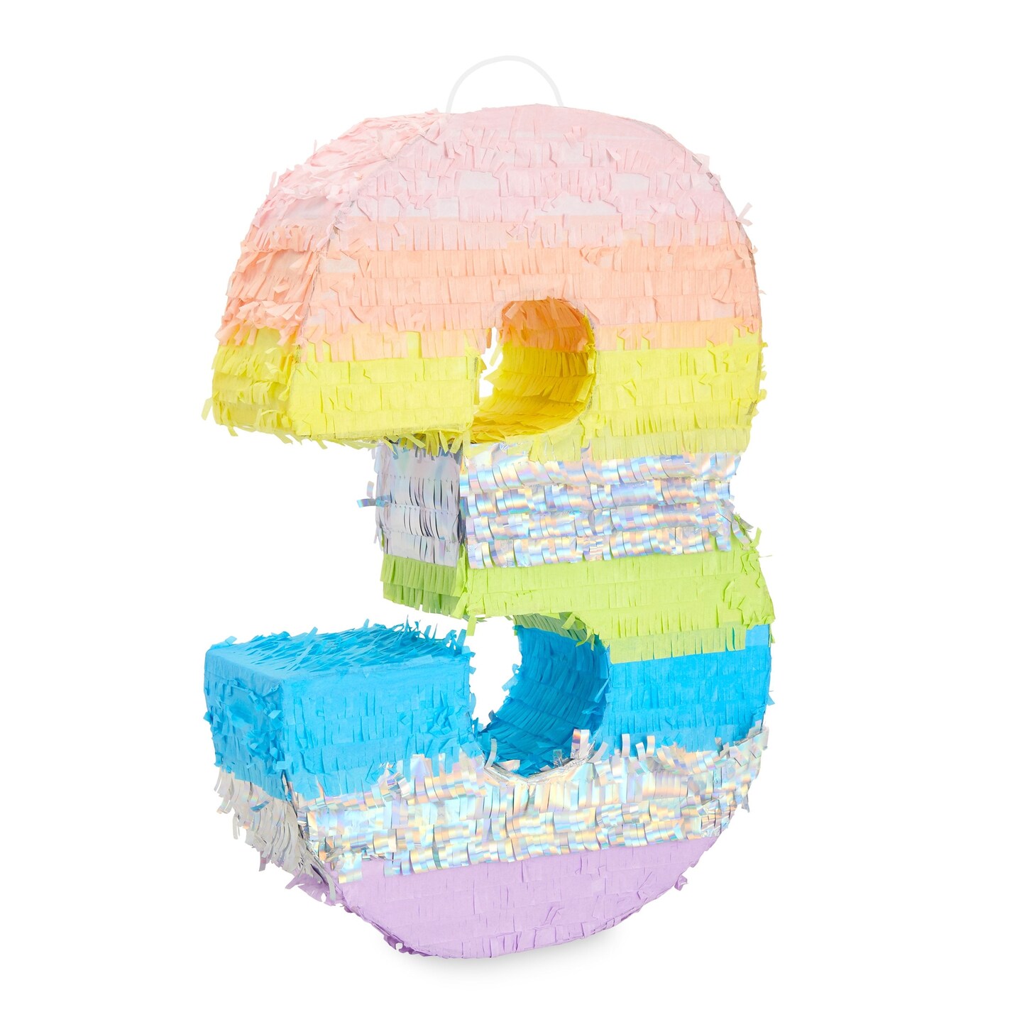 Large Number 3 Pinata for Girl&#x27;s 3rd Birthday Party Decorations, Rainbow Pastel (21 x 14.5 x 4 In)
