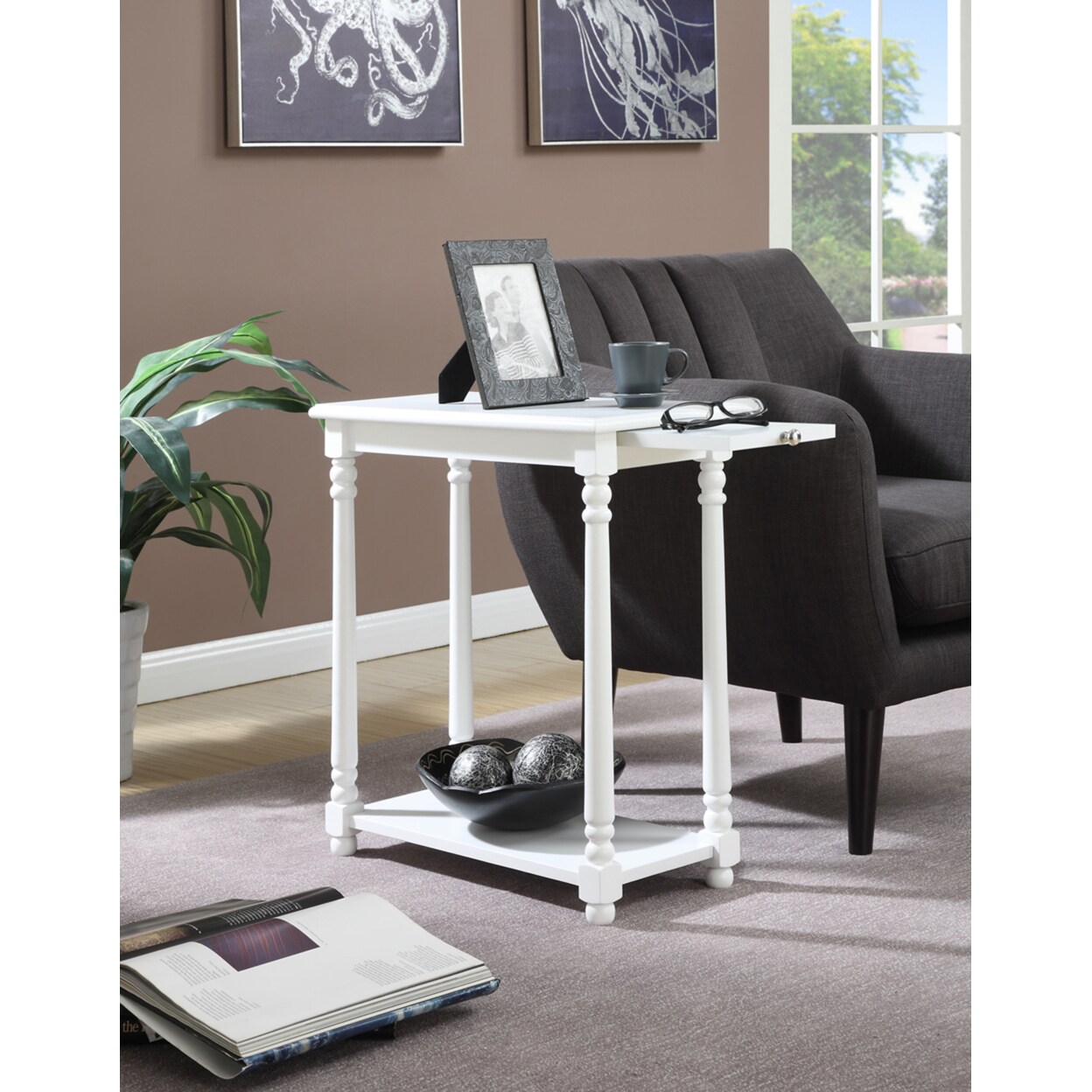 Convenience Concepts French Country Regent End Table, White
