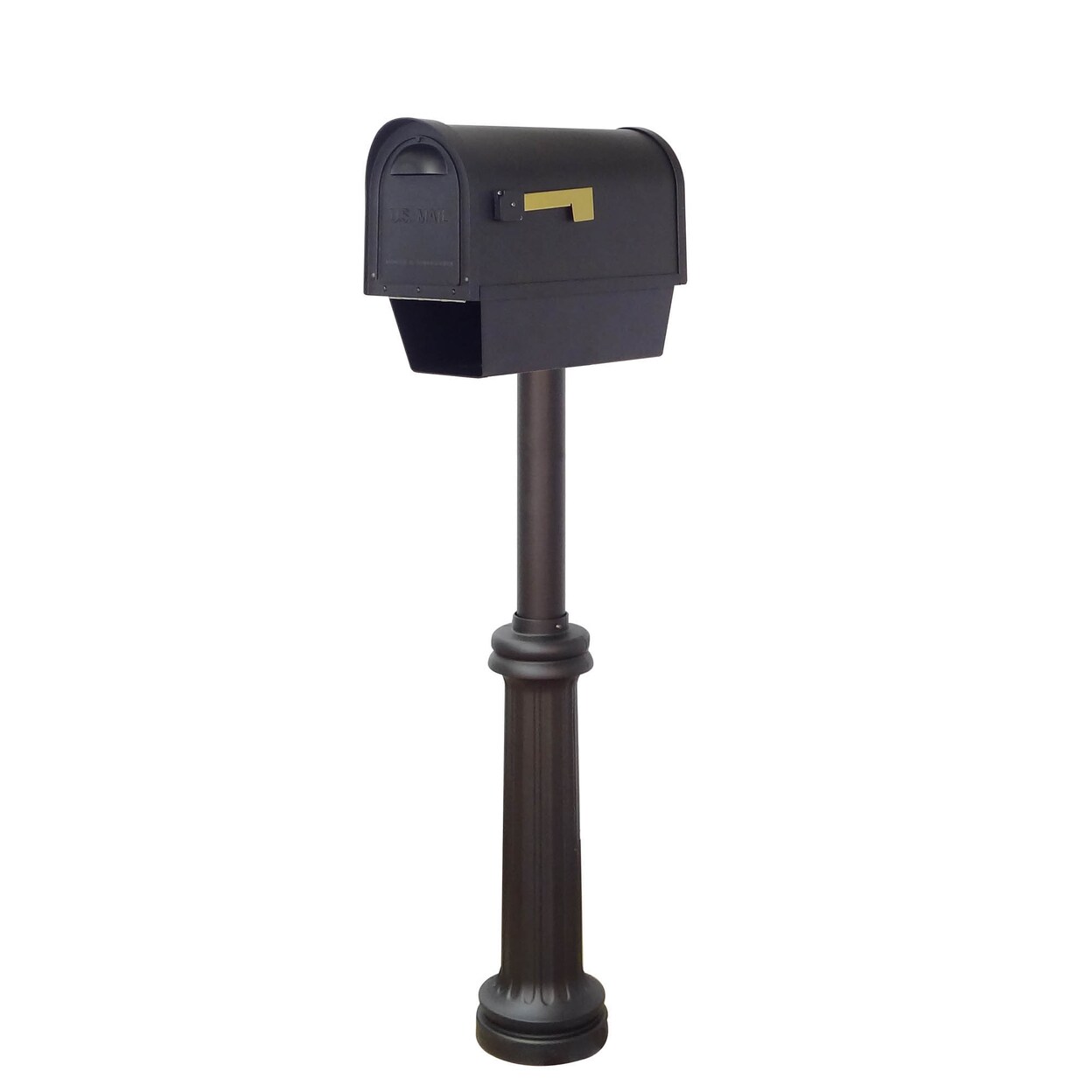 Special Lite Products Outdoor Letter Holder Classic Curbside Mailbox with Newspaper Tube and Richland Mailbox Post