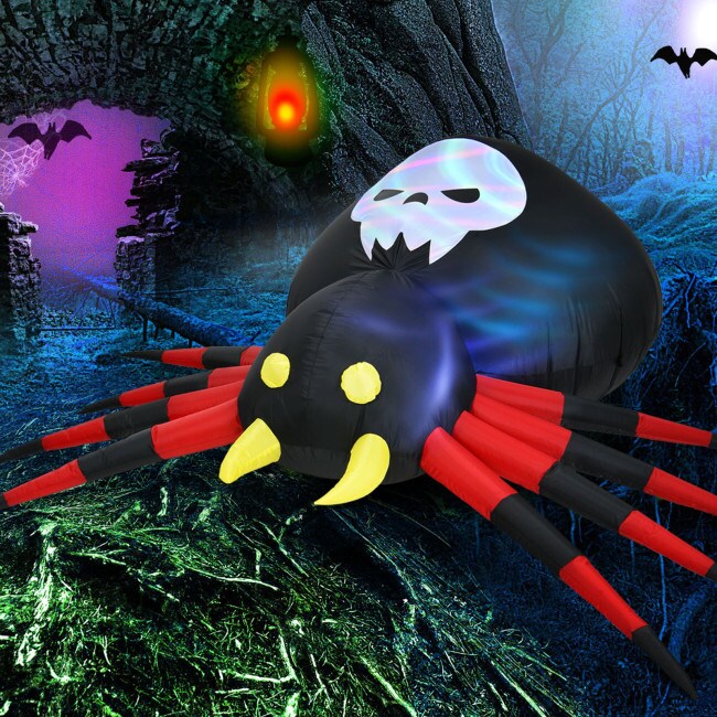 Happy Halloween Inflatable Pumpkin With LED Lights Spooky Ghost Yard Decoration