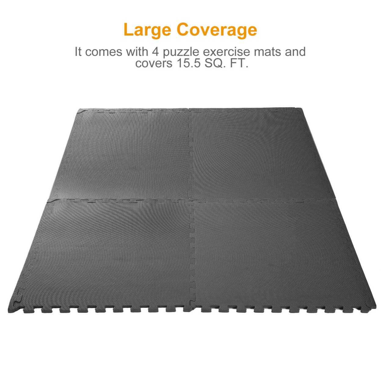 Eva Foam Puzzle Exercise Mat Interlocking Tiles Grey 4 Pack 15.5 Sq Ft
