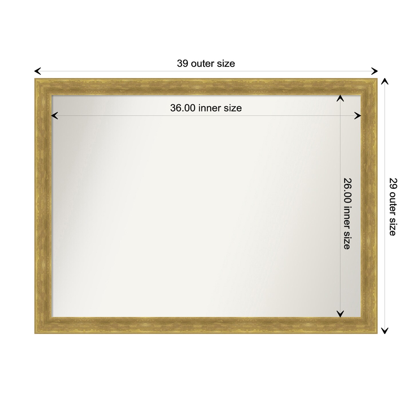 Angled Gold Non-Beveled Custom Framed Bathroom Vanity Wall Mirror