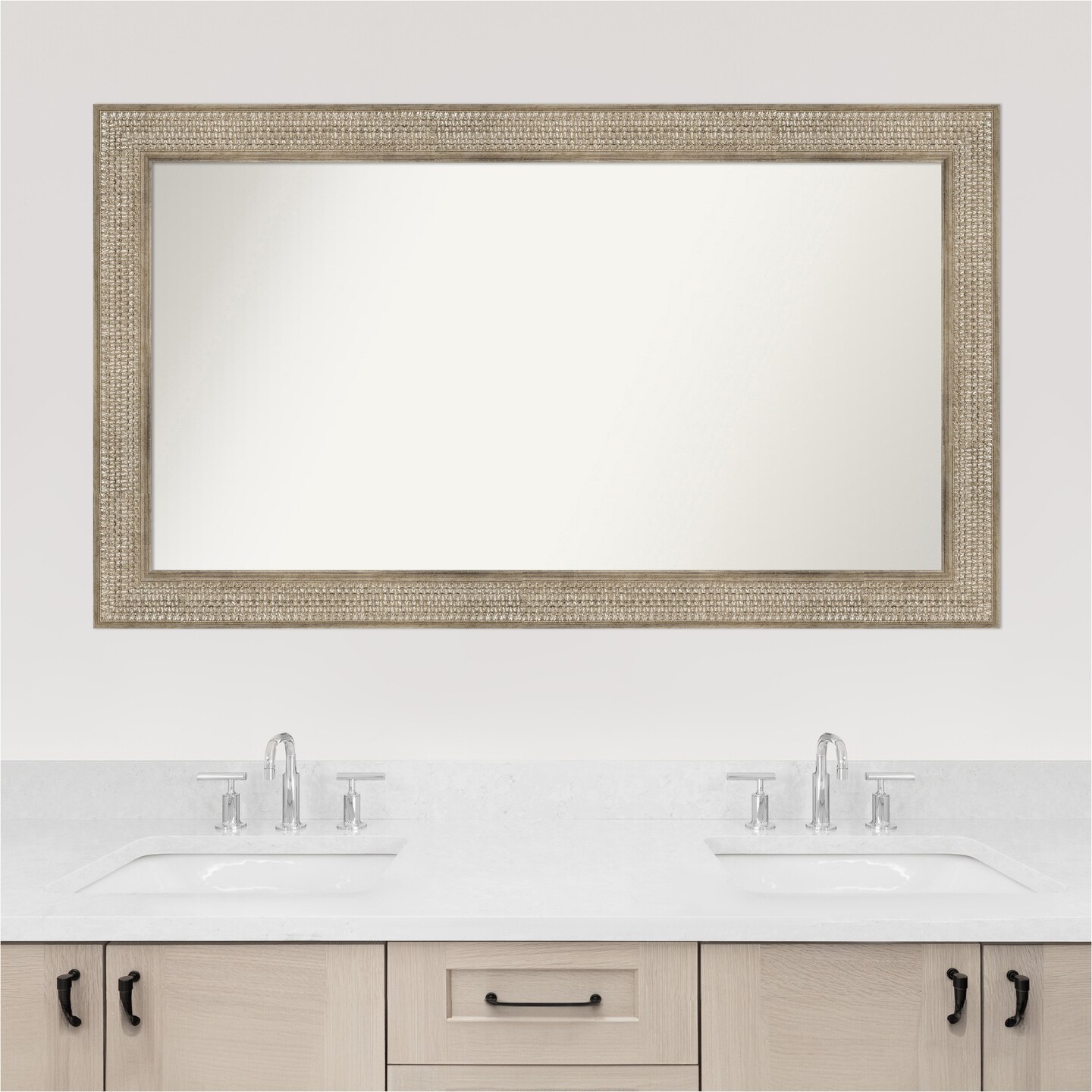 Trellis Silver Non-Beveled Custom Framed Bathroom Vanity Wall Mirror