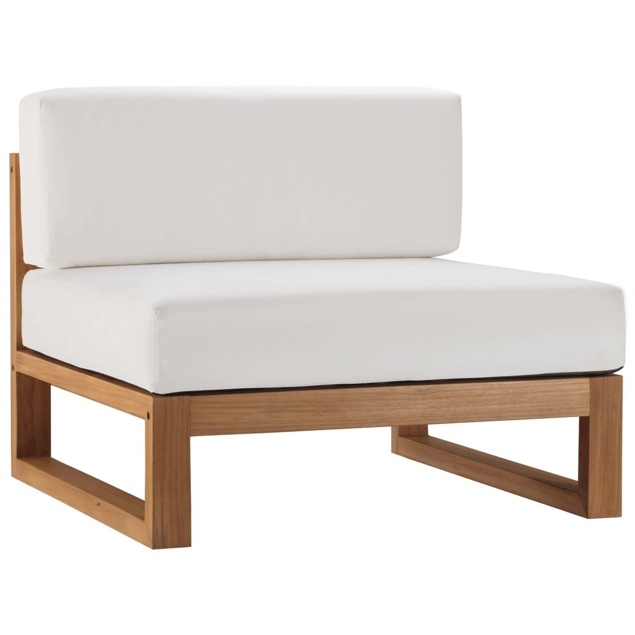 Modway Upland Outdoor Patio Teak Wood Armless Chair-EEI-4125-NAT-WHI