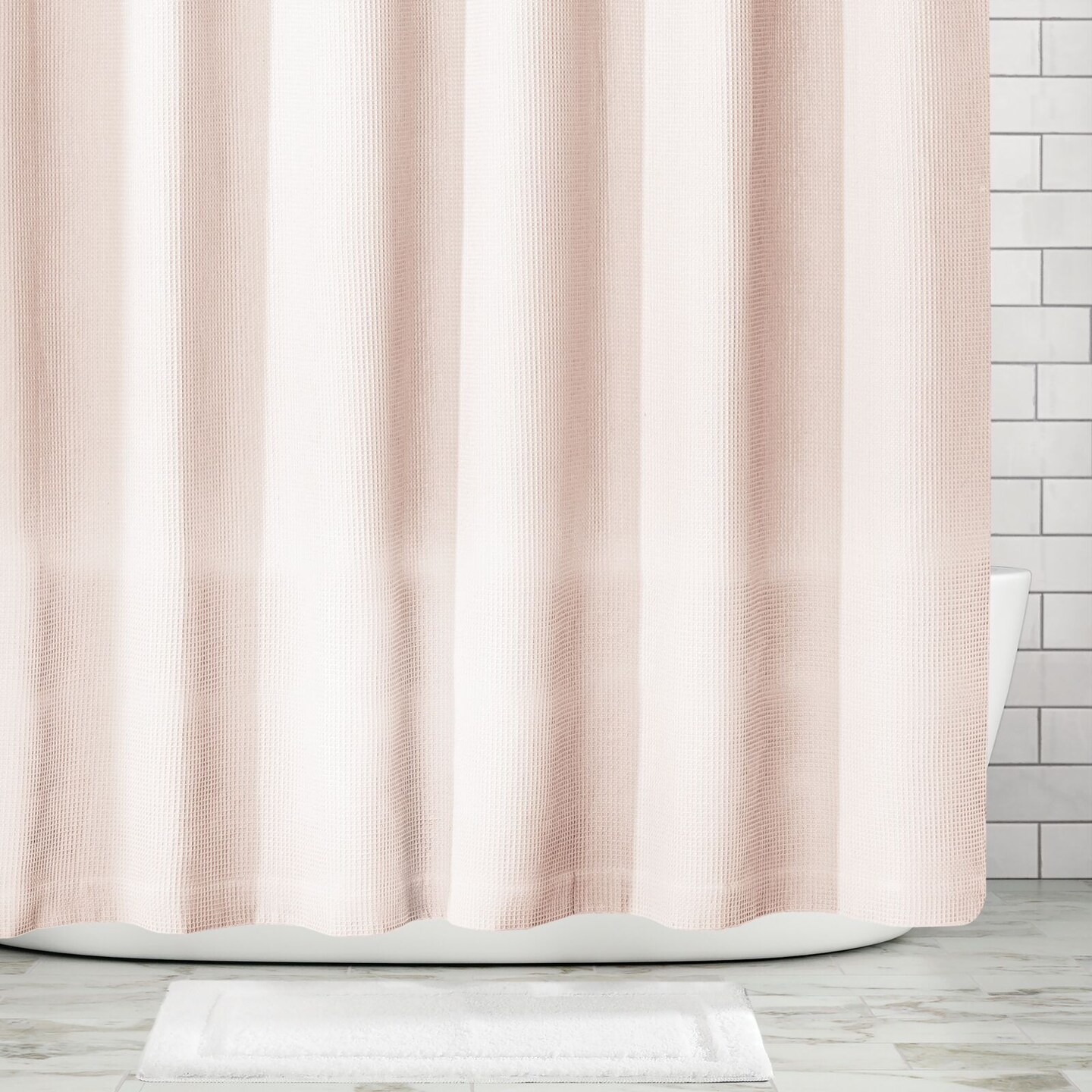 mDesign Waffle Weave Fabric Shower Curtain