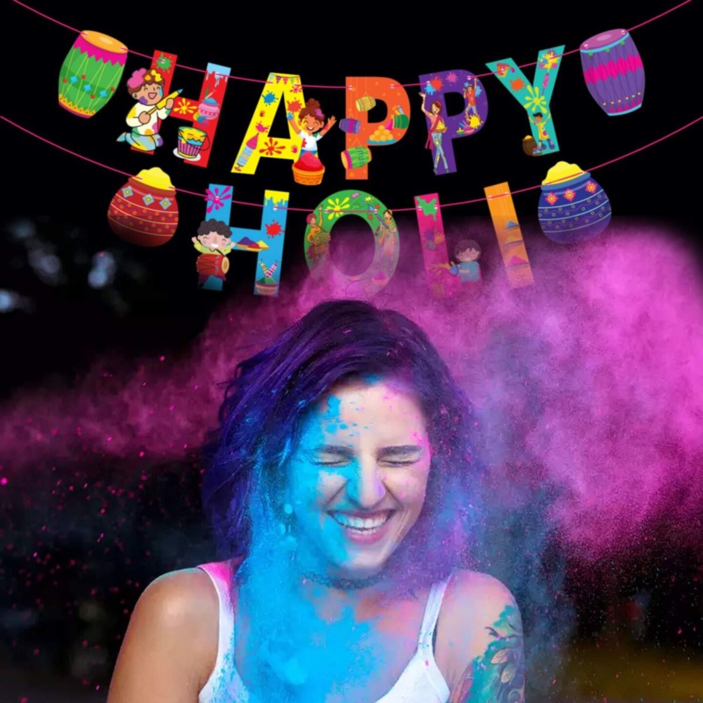 Happy Holi Banners Indian Festival Colorful Bunting Diy Festival of Colors Holi Decorations Home Indoor Outdoor Decoration Bollywood Party Supplies Home Decor Holi Ideas