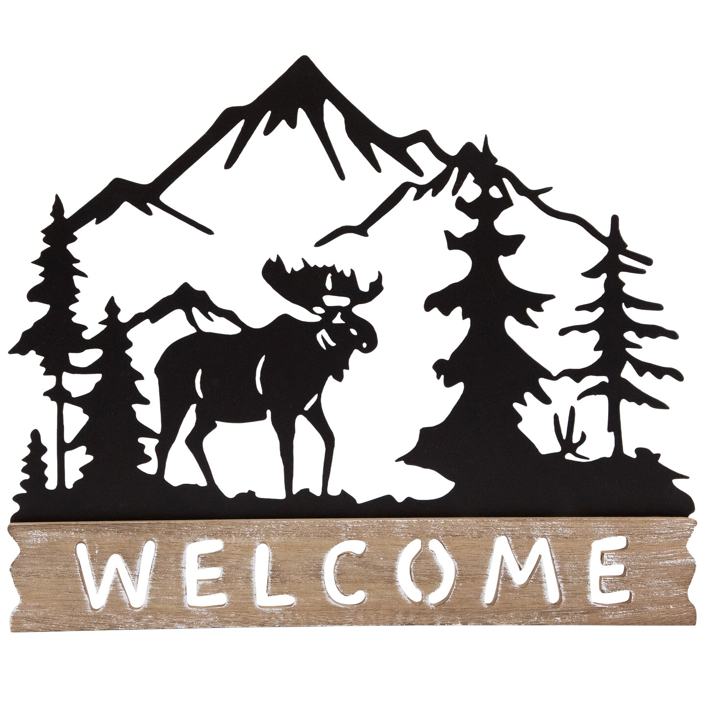 Northlight Welcome Moose Wooden Wall Sign - 11.75&#x22; - Brown