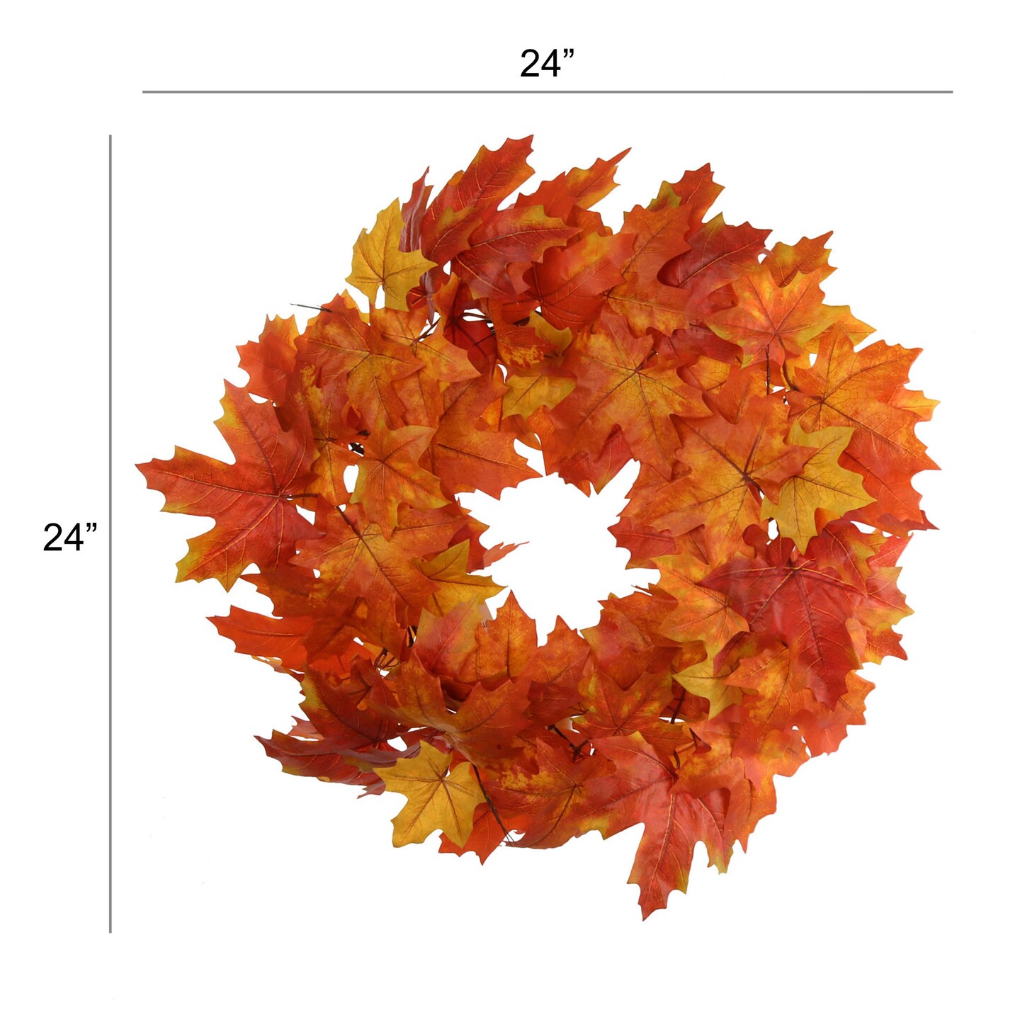 24-Inch Maple Leaf Wreath with Silk Leaves in Vibrant Autumn Colors - Ideal for Fall Decor, Thanksgiving Celebrations & Seasonal Accents - Floral Home by Artificial Flowers