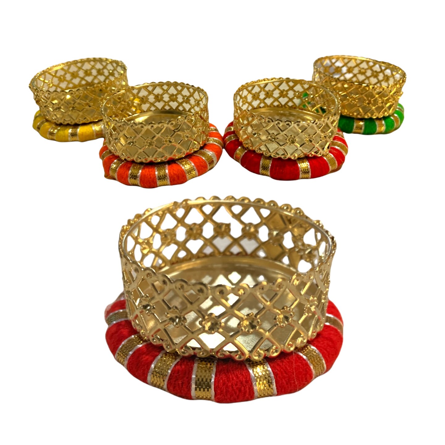Tealight Candle Holders Round Votives Diya for Home Decoration 8 Pieces T-light Holder for Christmas Indian Festival Decorations Lighting Accessories Wedding Pooja Boho Decor