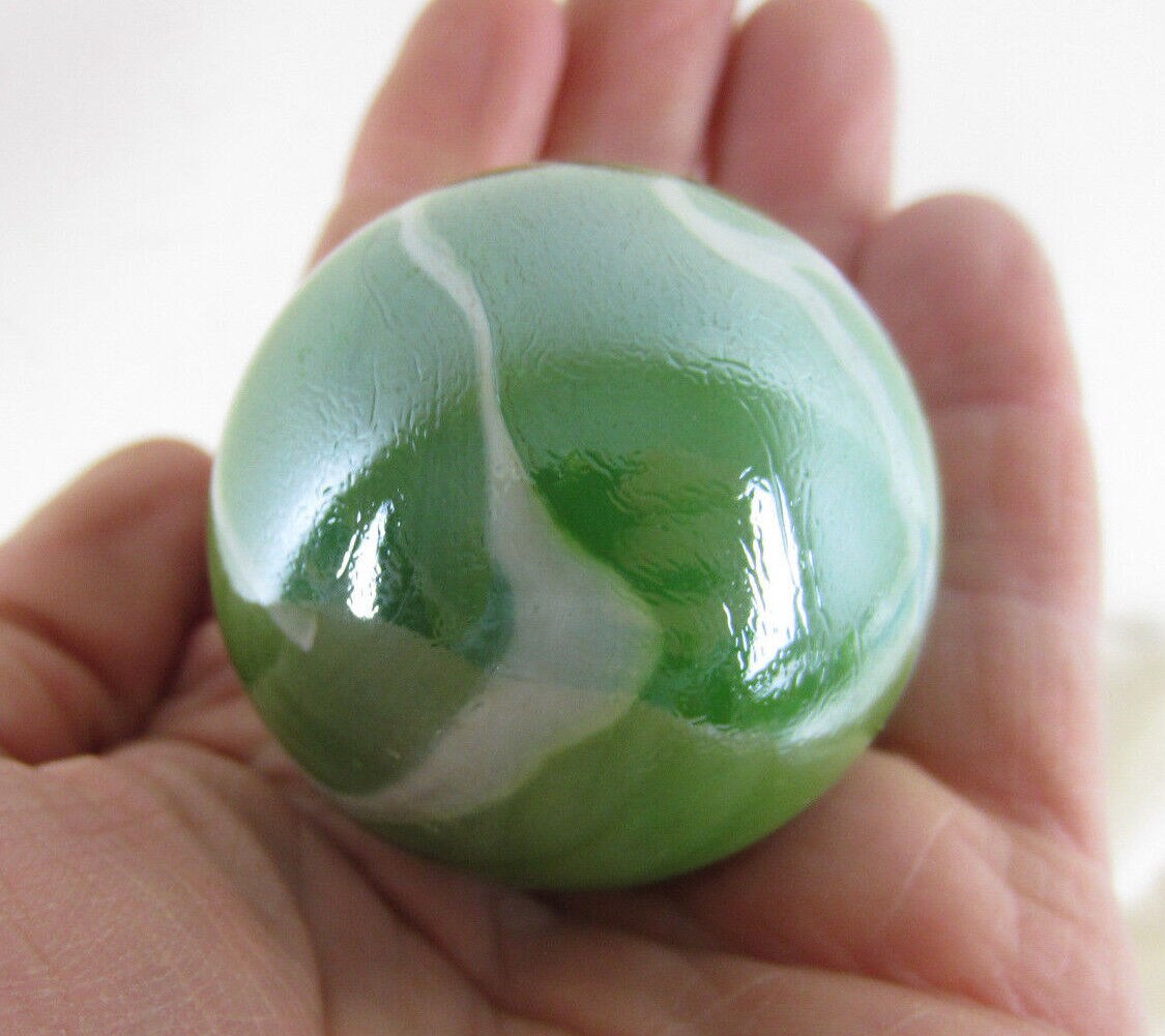Toe Breaker 50mm (2&#x22;) FUNGUS Green Marbles glass ball HUGE Swirl