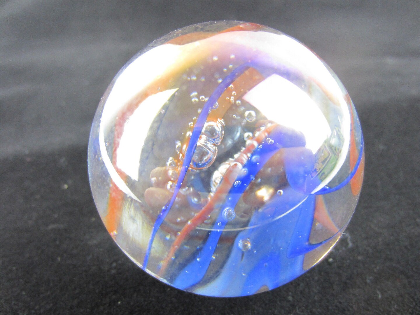 Toe Breaker 50mm (2&#x22;) FUNFAIR Iridescent Red/Blue Veins Marbles glass ball HUGE