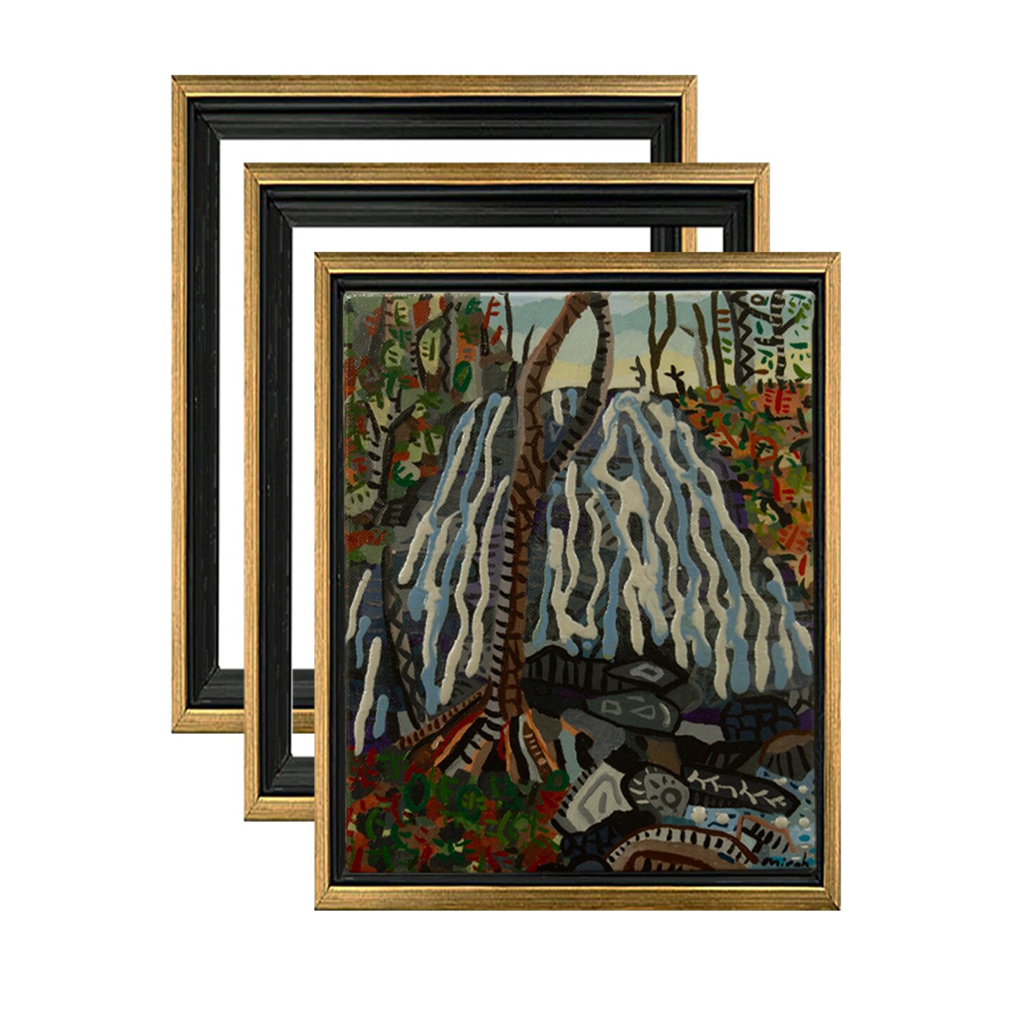 Cardinali Renewal Core Floater 3/4&#x22; Canvas Frame - 1-1/2&#x22; Deep Gallery Presentation Frames with Floating Effect for Canvas Art - Antique Gold, Set of 3 - 12 x 12 Inch Floater Frames