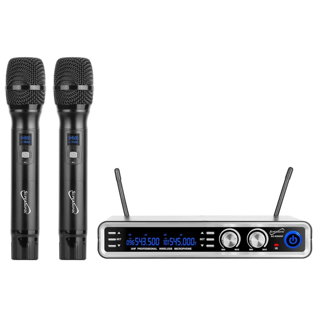Supersonic   UHF Dual Channel Selectable Frequencies Professional Wireless Microphone