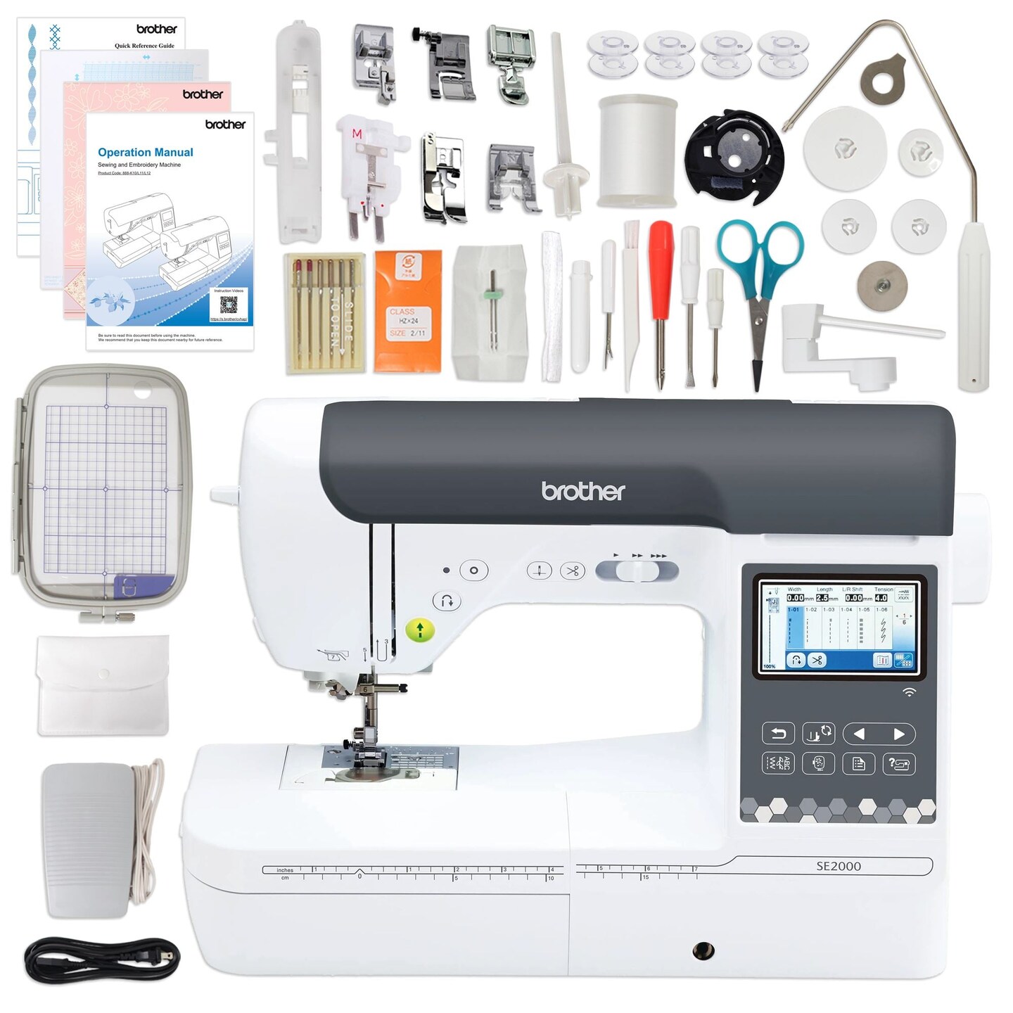 Brother SE2000 Embroidery &#x26; Sewing Machine w/ 5&#x22; x 7&#x22; Hoop &#x26; Accessories