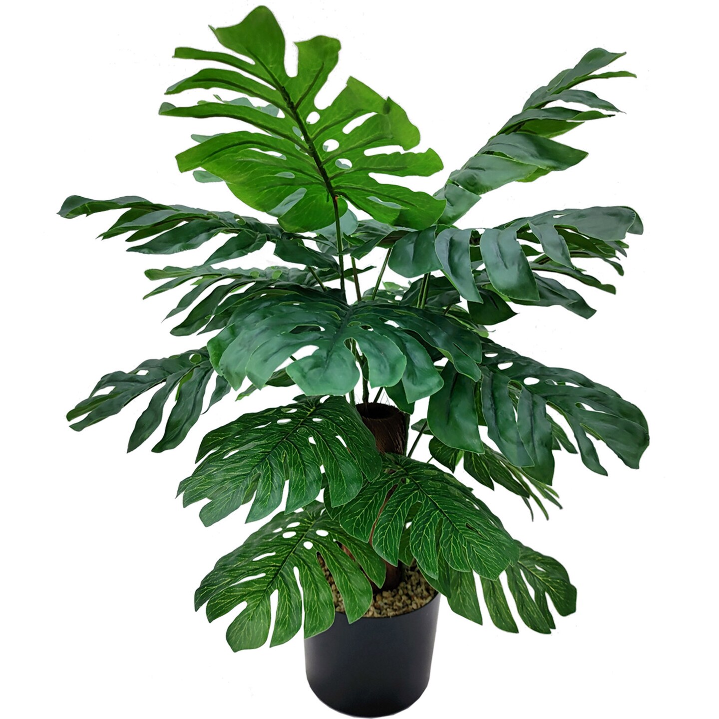 24" Monstera Plant in Black Pot with Realistic Silk Leaves - Stylish Faux Greenery for Home & Office Decor, Floral Home by Artificial Flowers