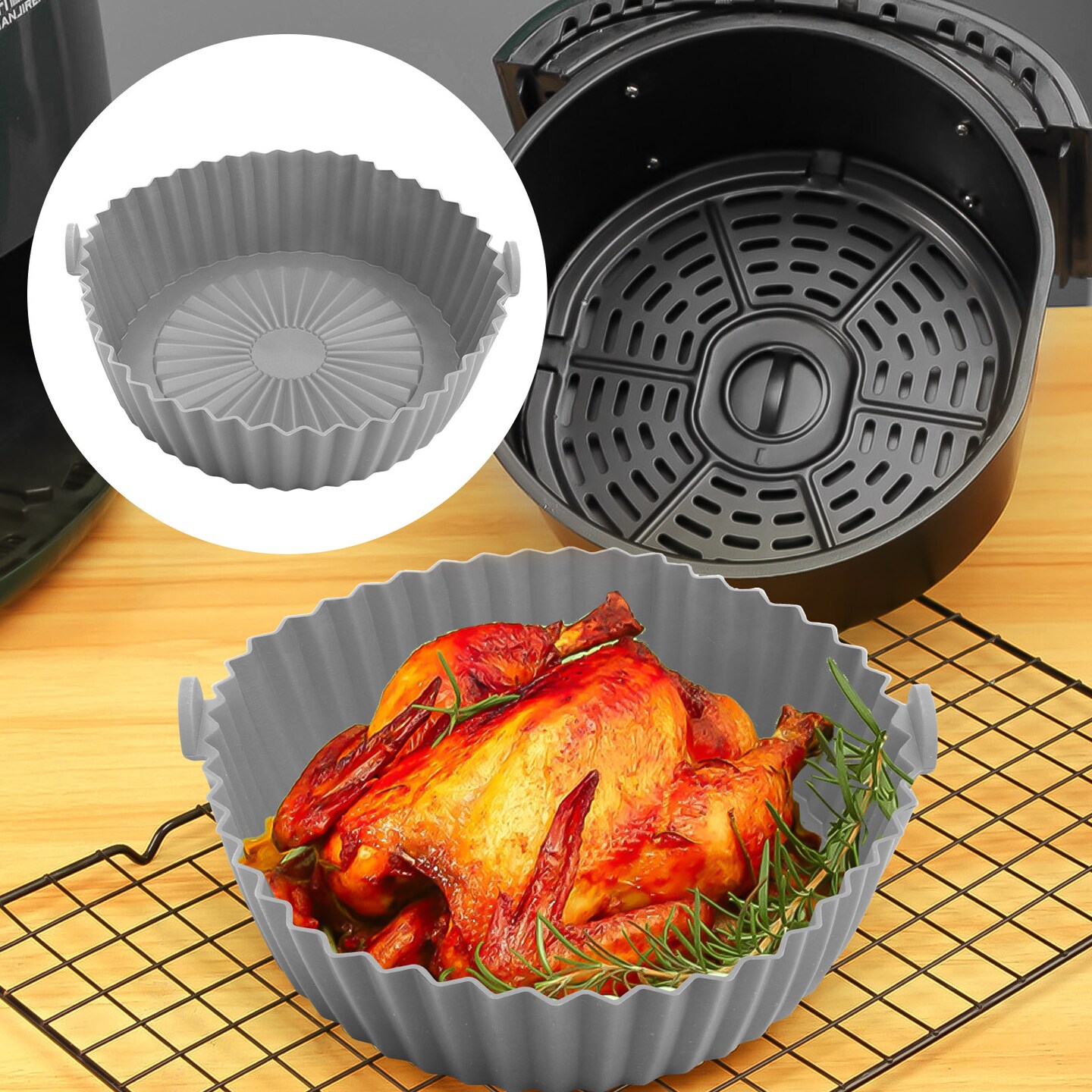 8&#x22; Air Fryer Silicone Pot Basket Liners