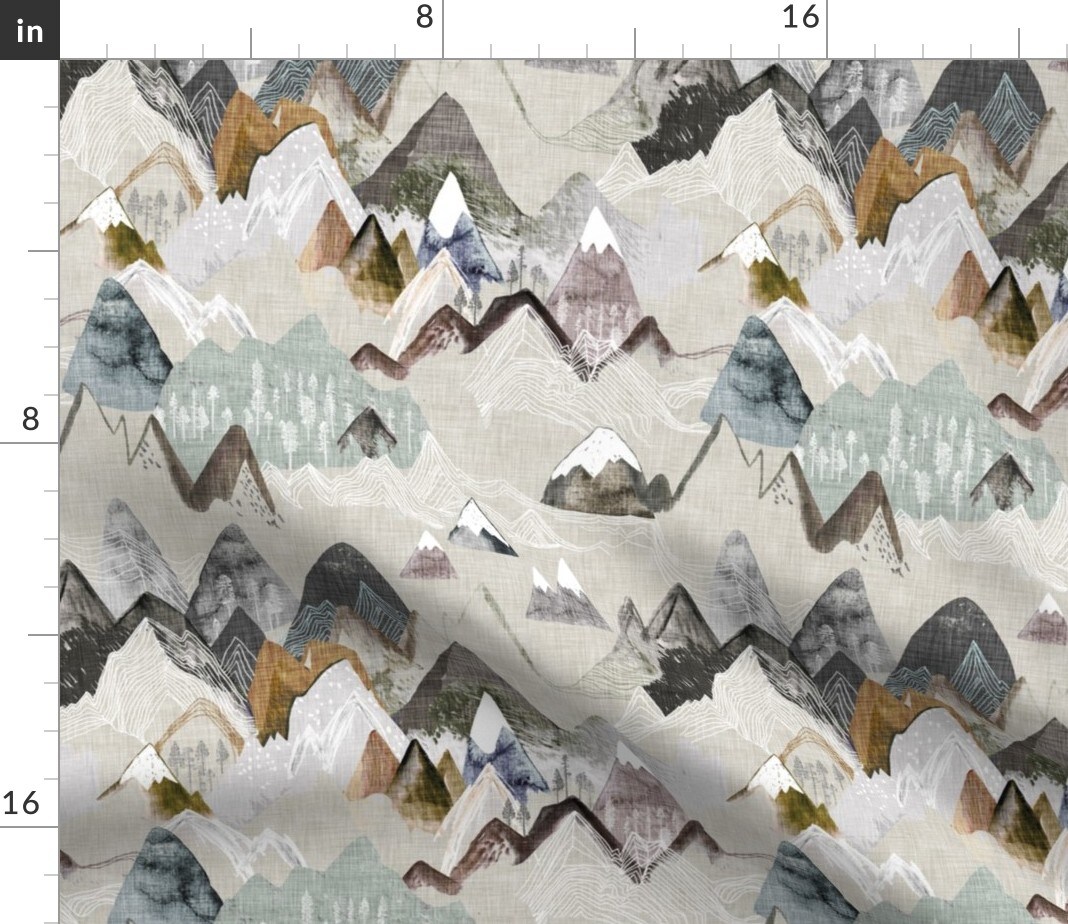 Call Mountains Mountain Earthy Neutral Brown Tan Adventure Hiking Woodland Nature Gender Time Boy Room Outdoor Custom Printed Fabric by Spoonflower Various Fabrics by the Yard or Fat Quarter