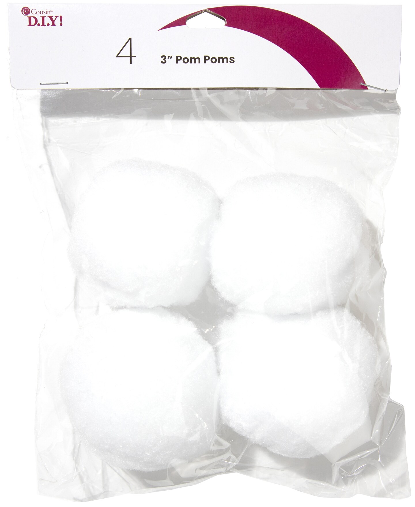 CousinDIY Pom-Poms 3&#x22; 4/Pkg-White