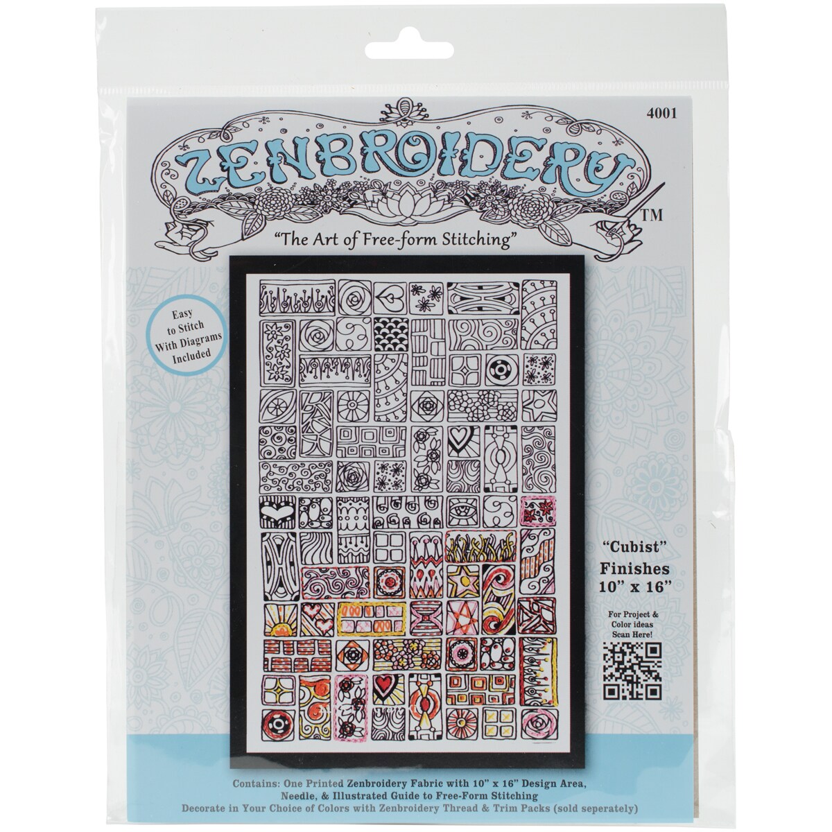 Design Works/Zenbroidery Stamped Embroidery Kit 10&#x22;X16&#x22;-Cubist