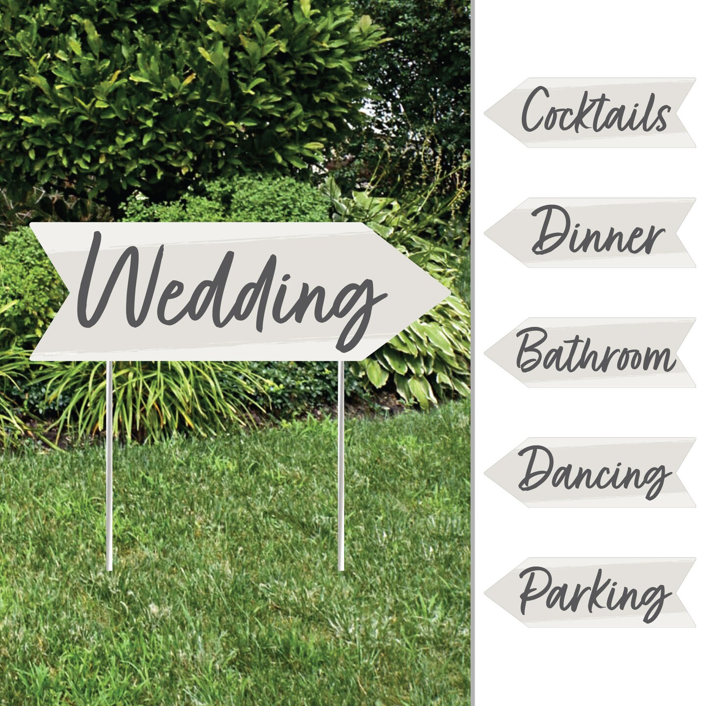Big Dot of Happiness Champagne Elegantly Simple - Arrow Wedding and Receptions Direction Signs - Double Sided Outdoor Yard Signs - Set of 6