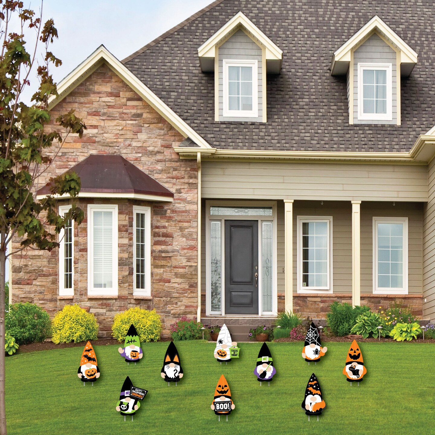 Big Dot of Happiness Halloween Gnomes - Gnome Lawn Decorations - Outdoor Spooky Fall Party Yard Decorations - 10 Piece
